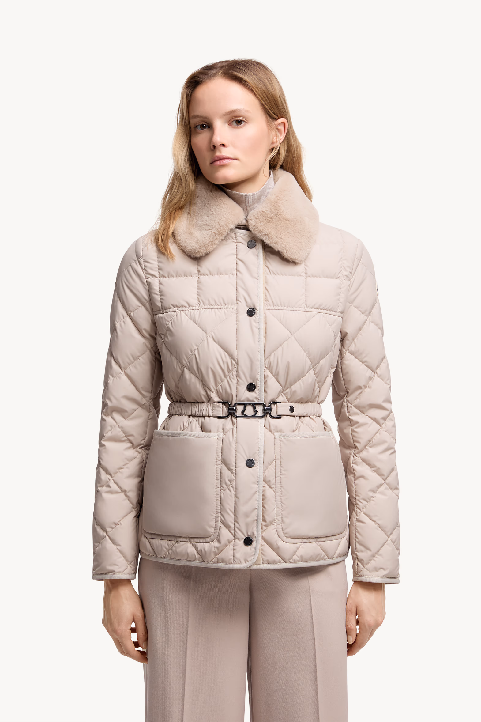 Doudoune courte Cygne en finitions synthétiques Femmes Beige Moncler 3